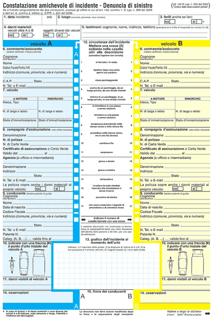 Constatazione Amichevole Di Incidente Modulo